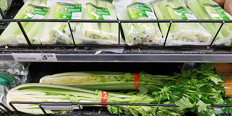 Celery bagged versus fresh