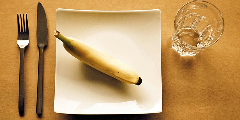 Banana on Plate to Signify Food Waste Reduction By Portion Control