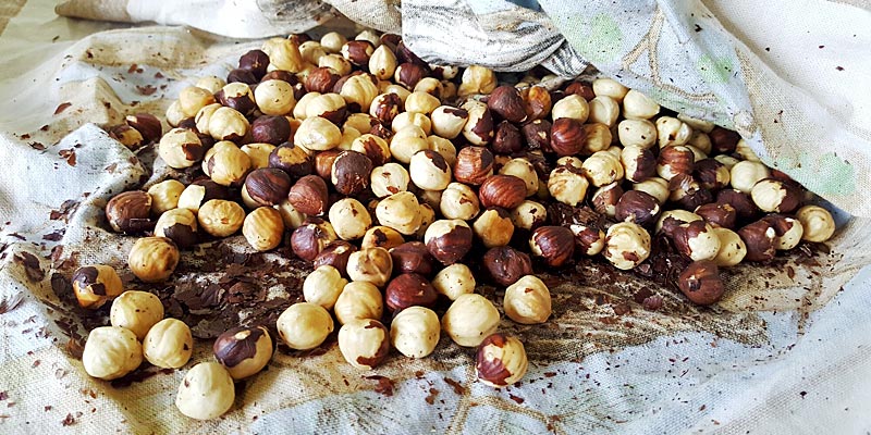 Roasted Hazelnuts in a Tea Towel