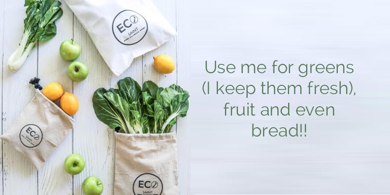 Drawstring Produce Bags by Eco Saint fresh for longer