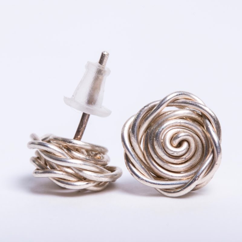 Sterling Silver Rose Studs