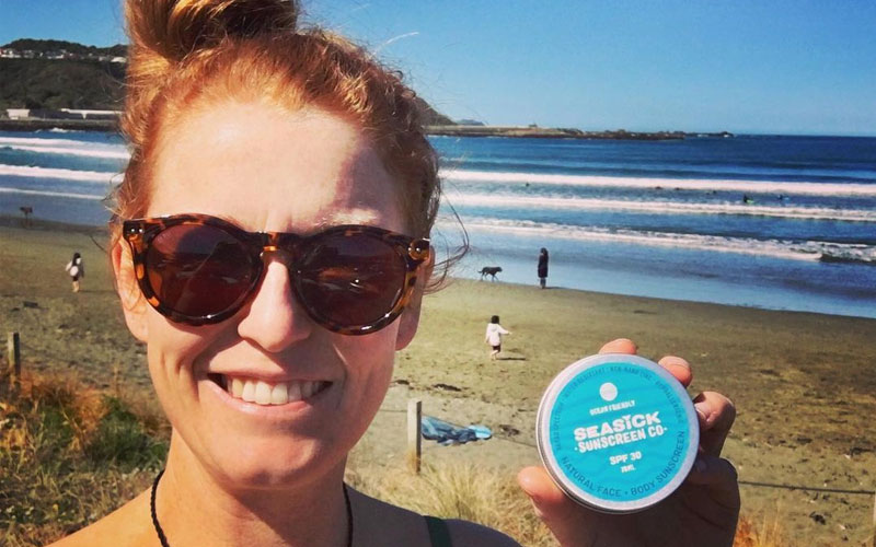 Natalie with her mineral sunscreen