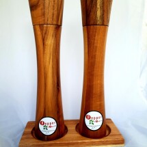 Acacia 'new style' hardwood Salt and pepper grinders.