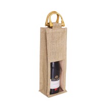EJ-204 Natural Jute Wine Gift Bag with Bamboo Handles