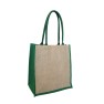 EJ-209 Jute Supermarket Bag Natural With Green Gusset Image