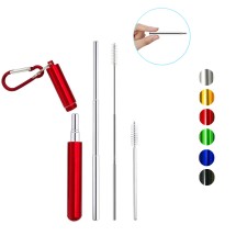 STAINLESS STEEL COLLAPSIBLE DRINKING STRAW SET