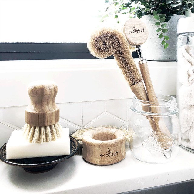 Wooden Brush Kitchen Set By Eco Stuff, Wooden Toothbrush Holder Nz