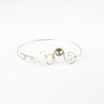 Pearl Squiggle & Spiral Sterling Silver Eco Bangle