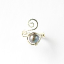 Adjustable Pearl Koru/ Spiral Ring