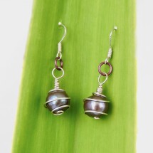 Eco Silver Spiral Wrapped Freshwater Pearl Earrings