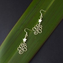 Eco Silver Christmas Tree earrings with White Star