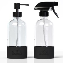 Clear Glass Bottles Pump & Spray 2 Pack+Bonus Labels